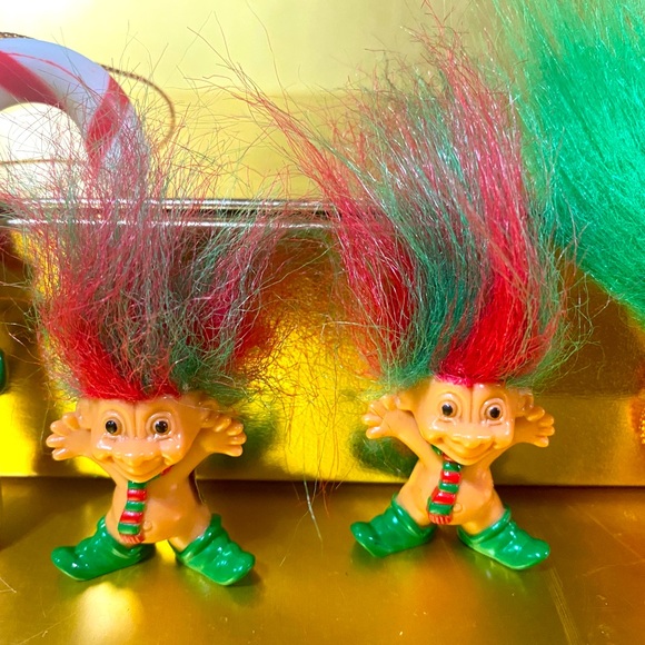 RUSS BERRIE VINTAGE CHRISTMAS ELF TROLLS & CANDY CANE ELF TROLL ORNAMENTS BUNDLE - Picture 10 of 16